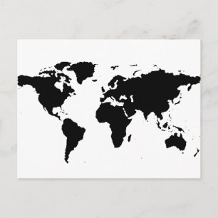 World black graphic map postcard