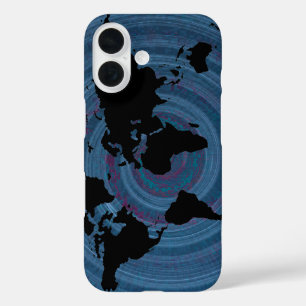 World black  map iPhone 16 case