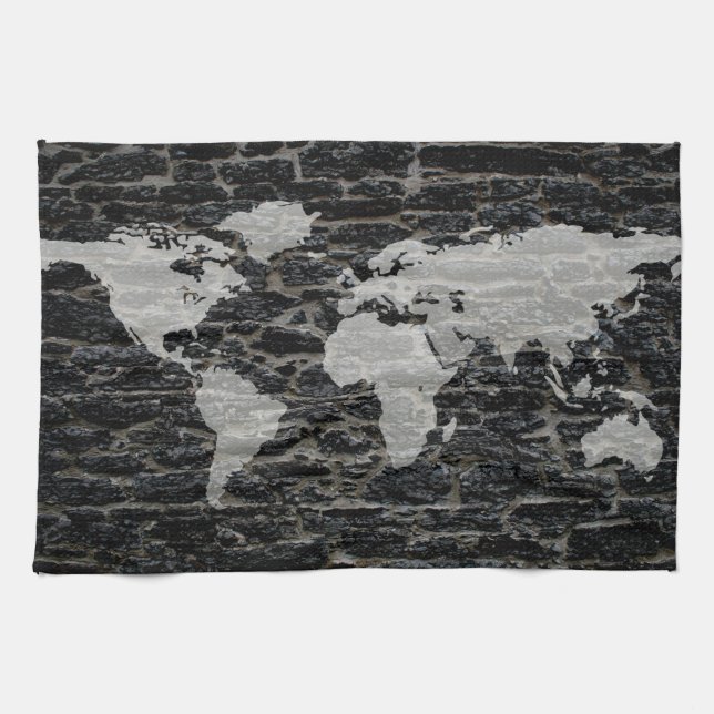 World black wall tea towel (Horizontal)