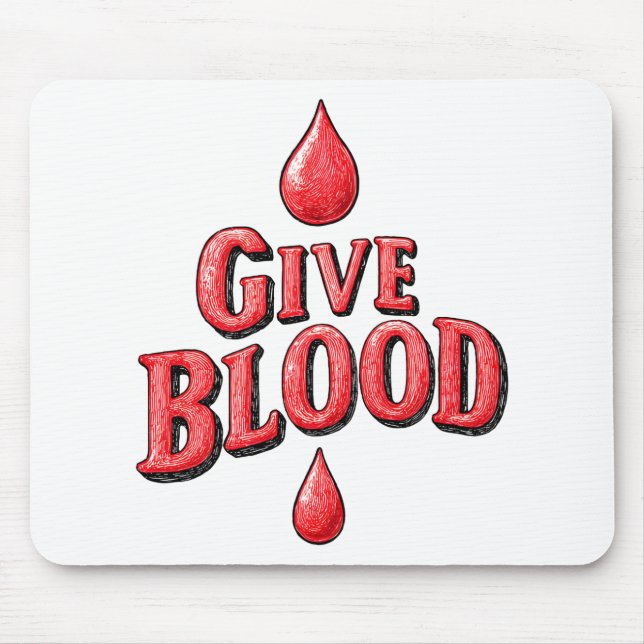 World Blood Donor Day - Give Blood text for awaren Mouse Mat (Front)