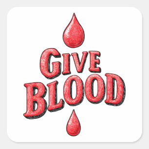 World Blood Donor Day - Give Blood text for awaren Square Sticker