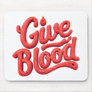 World Blood Donor Day - Glossy Blood Donation Text Mouse Mat