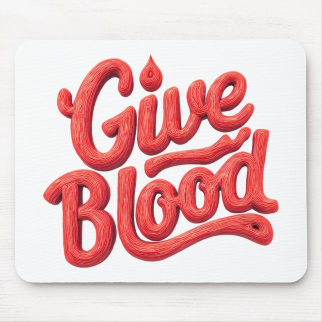 World Blood Donor Day - Glossy Blood Donation Text Mouse Mat (Front)