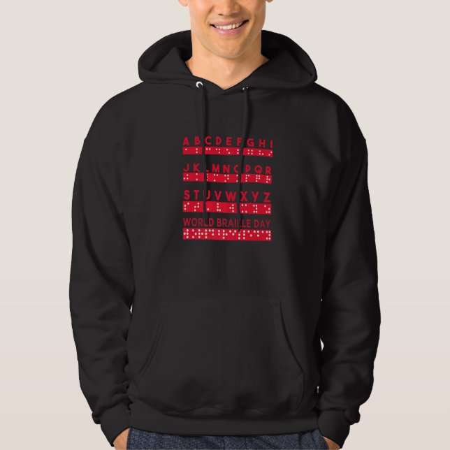 World Braille Day Blind Awareness Solidarity Premi Hoodie (Front)