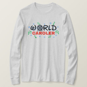 World Caroler with Green Music Notes and Blue Snow T-Shirt