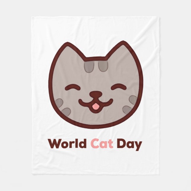 World Cat Day Fleece Blanket (Front)