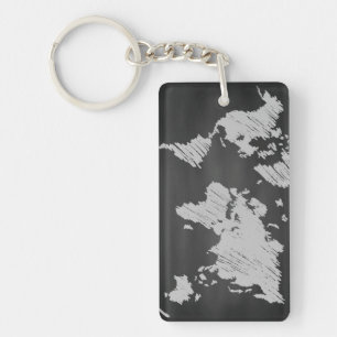 World Chalkboard Map Key Ring