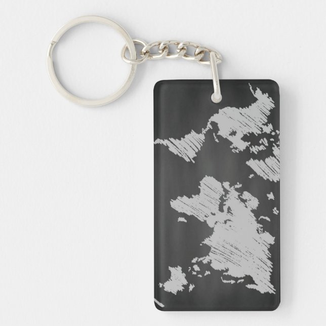 World Chalkboard Map Key Ring (Front)
