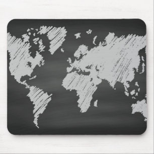 World Chalkboard Map Mouse Mat