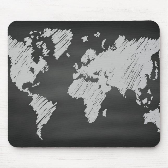 World Chalkboard Map Mouse Mat (Front)