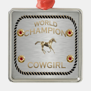 World Champion Cowgirl Gifts Metal Tree Decoration
