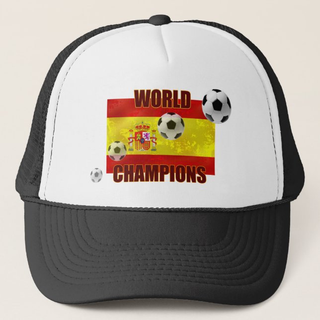 World Champions Spain flag soccer ball 2010 Trucker Hat (Front)