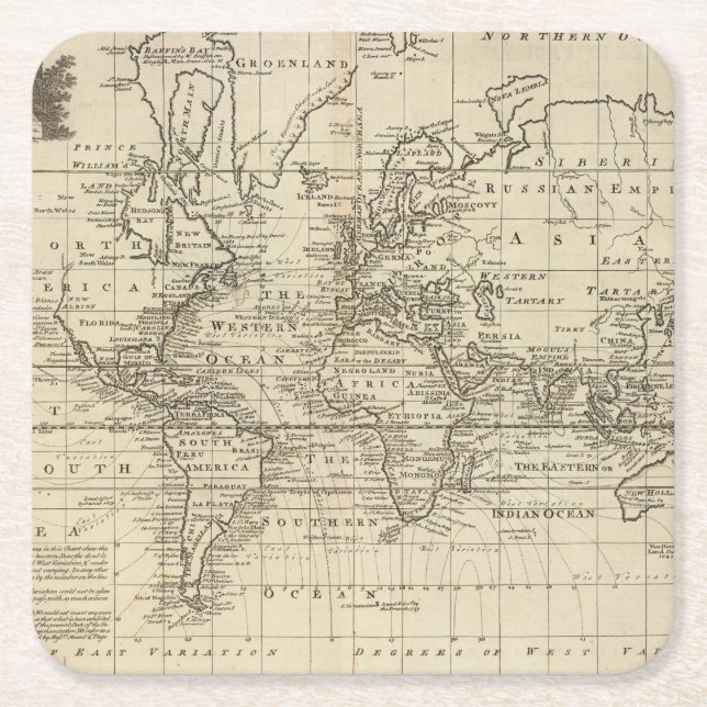 World Chart Square Paper Coaster (Front)