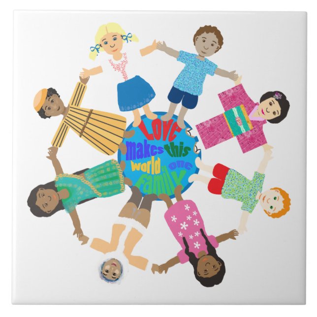 World children holding hands tile (Front)