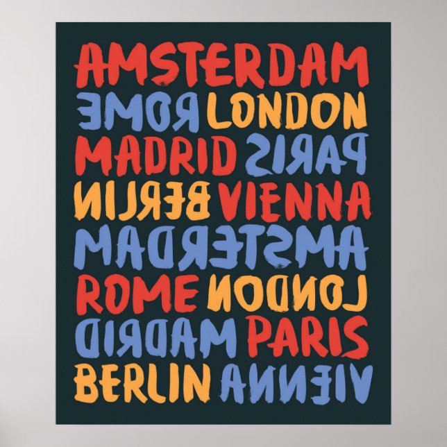 World City | Brush and Ink Typography Pattern Poster (Front)