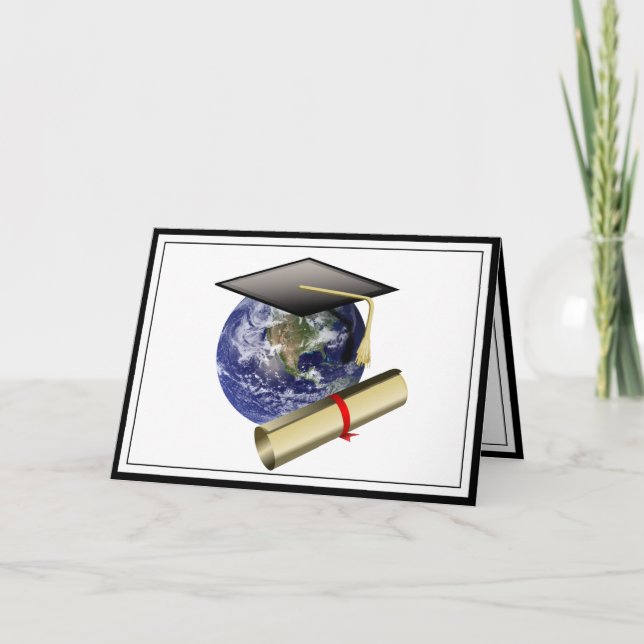 World Class Graduation - Cap and Golden Diploma Card (Front)