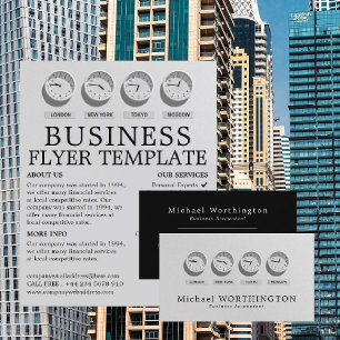 World Clocks, Business & Finance Advertising Flyer