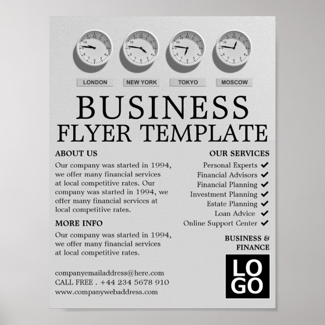 World Clocks, Business & Finance Advertising Poster (Front)