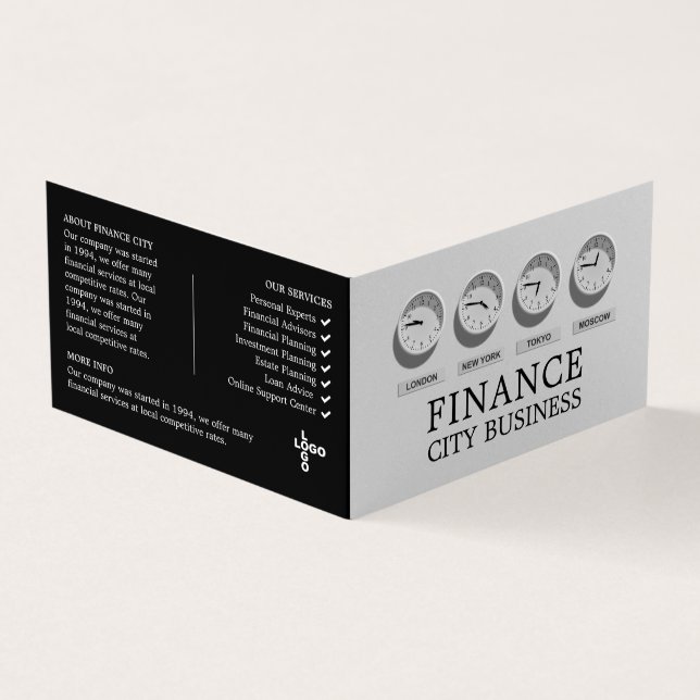 World Clocks, Logo/Photo, Business & Finance Business Card (Outside)