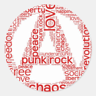 World cloud in anarchy shape classic round sticker