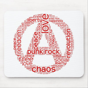 World cloud in anarchy shape mouse mat