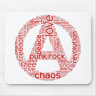 World cloud in anarchy shape mouse mat