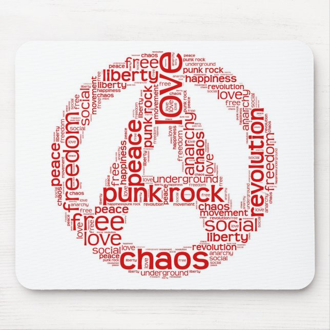 World cloud in anarchy shape mouse mat (Front)