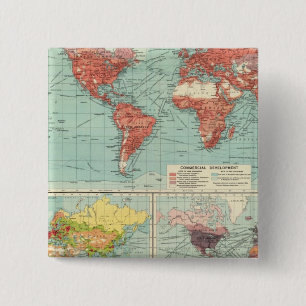 World commerce Map 15 Cm Square Badge