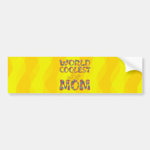 World Coolest Mum yellow waves Bumper Sticker