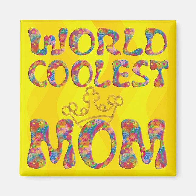World Coolest Mum | yellow waves Magnet (Front)