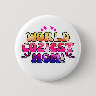 World Cosiest Mum – Colourful Floral Retro 6 Cm Round Badge
