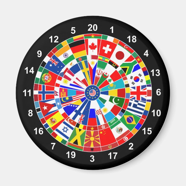 world country flag darts board game travel bulls-e magnet (Front)