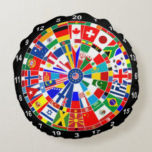 world country flag darts board game travel bulls-e round cushion