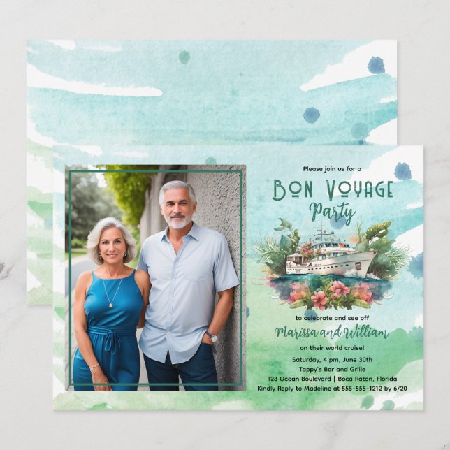 World Cruise Photo Bon Voyage Party Celebration Invitation (Front/Back)