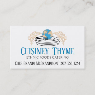 world cuisine chef catering food business cards