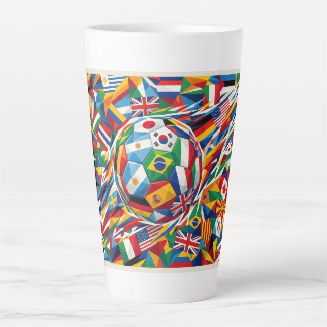 World Cup 2026 Nations Flag Soccer Ball Latte Mug (Front)