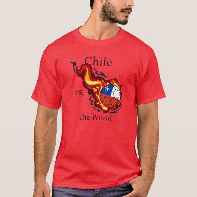 World Cup - Chile vs. The World Flaming Football T-Shirt (Front)