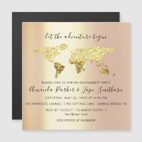 World Destination Map Graduate Bridal Wedding Gold