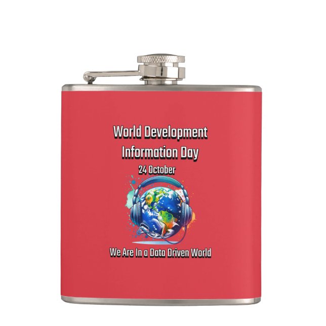 World Development Information Day. Data. Hip Flask (Front)