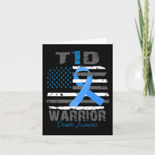 World Diabetes Awareness Blue Ribbon T1D Warrior T Card