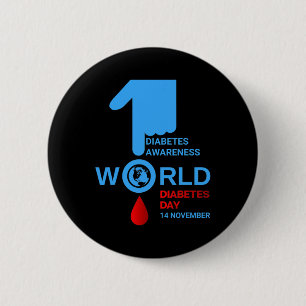 World Diabetes Day 2023 Type 1 Type 2 Diabetes Awa 6 Cm Round Badge