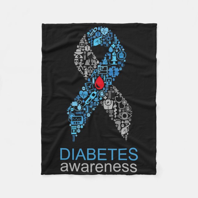 World Diabetes Day Diabetes Awareness Ribbon  Fleece Blanket (Front)