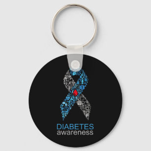 World Diabetes Day Diabetes Awareness Ribbon  Key Ring