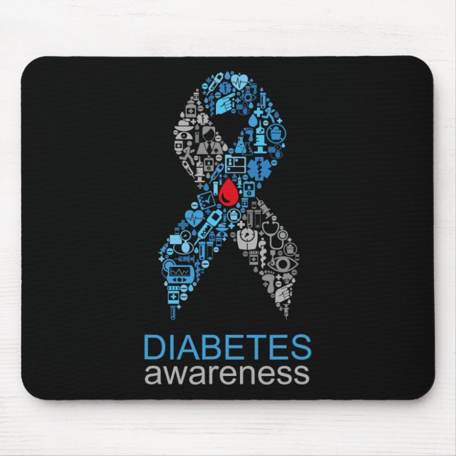 World Diabetes Day Diabetes Awareness Ribbon  Mouse Mat (Front)