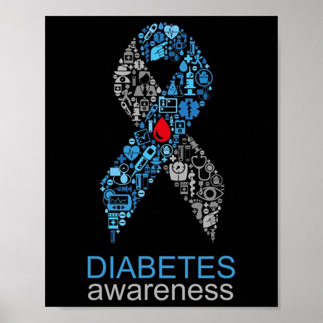 World Diabetes Day Diabetes Awareness Ribbon  Poster (Front)