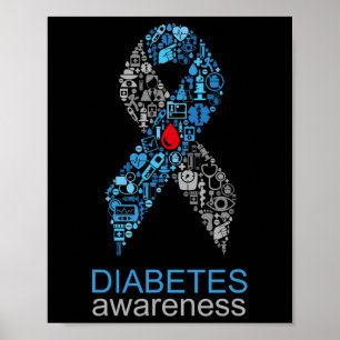 World Diabetes Day Diabetes Awareness Ribbon  Poster