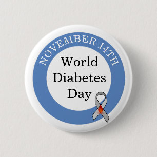 World Diabetes Day November 14th Awareness 6 Cm Round Badge