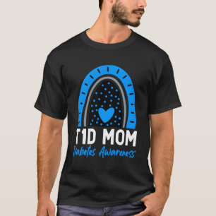 World Diabetes Day T1D Type 1 Diabetes Mum Rainbow T-Shirt
