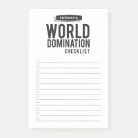 World Domination Checklist | Funny Custom Name