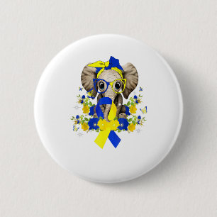 World Down Syndrome Awareness 2022 Elephant Blue 6 Cm Round Badge